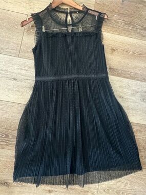 Women’s Black Pleated Mesh Party Dress
